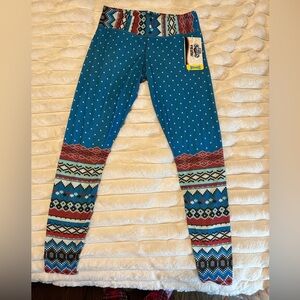 Hot Chilly’s Base Layer XS (4-6) Women's Blue Patterned Ski Leggings